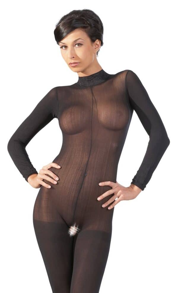 NO:XQSE Catsuit mit Spitzenkragen