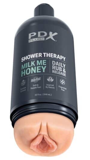 PDX Plus Masturbator „Shower Therapy Milk Me Honey“ inklusive abnehmbarem Saugfuß