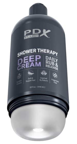 PDX Plus Masturbator „Shower Therapy Deep Cream“ inklusive abnehmbarem Saugfuß