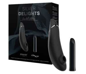 Womanizer Toy-Set „Silver Delights Collection“ mit Pulsator Womanizer Premium und Minivibrator We-Vibe Tango