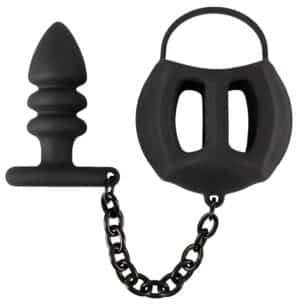 Black Velvets Hodenkäfig „Ball cage with butt plug“ mit Analplug