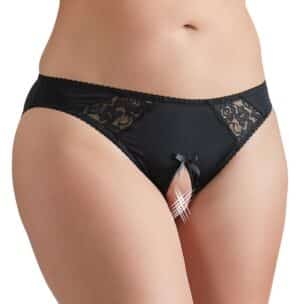 Cottelli CURVES Slip ouvert mit Spitze und Zierschleife vorne