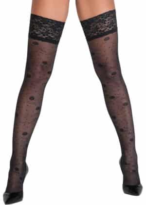 Cottelli LEGWEAR Halterlose Strümpfe mit zartem Rosenmuster