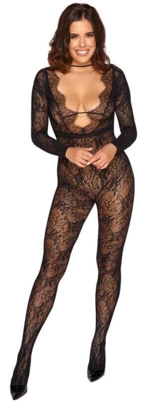 Fantasy by Cottelli Collection Catsuit ouvert in Spitzenoptik und mit Eyelash-Spitze verziert