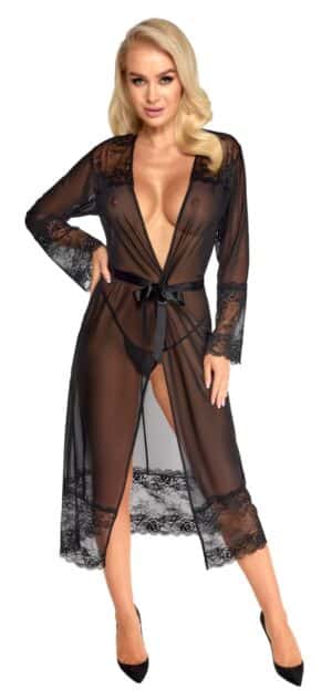 kissable Kimono aus feinem Powernet mit Spitze